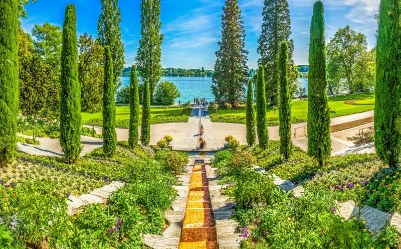 De watertrap op het eiland Mainau