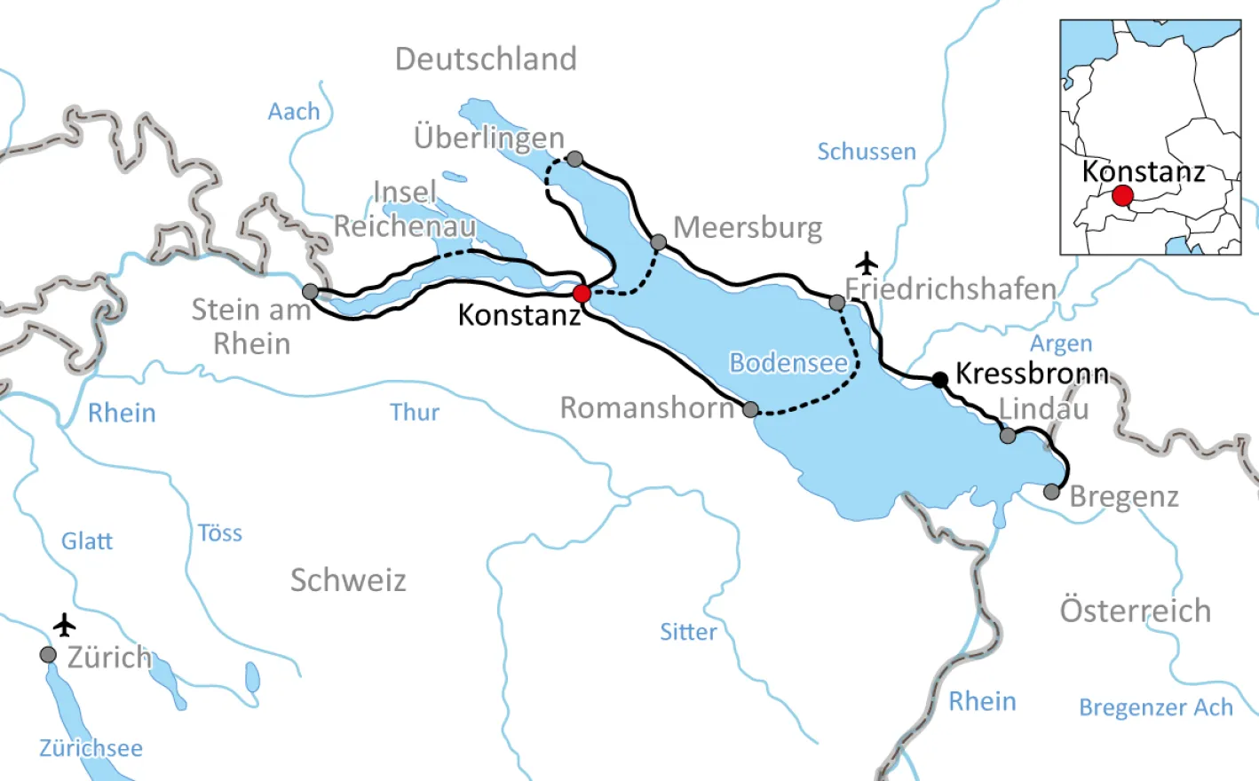 Bodensee fietsroute kaart