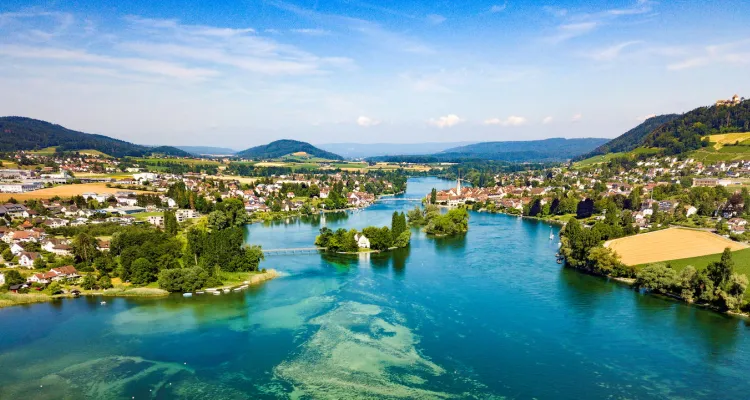 Uitzicht op Stein am Rhein en het eiland Werd